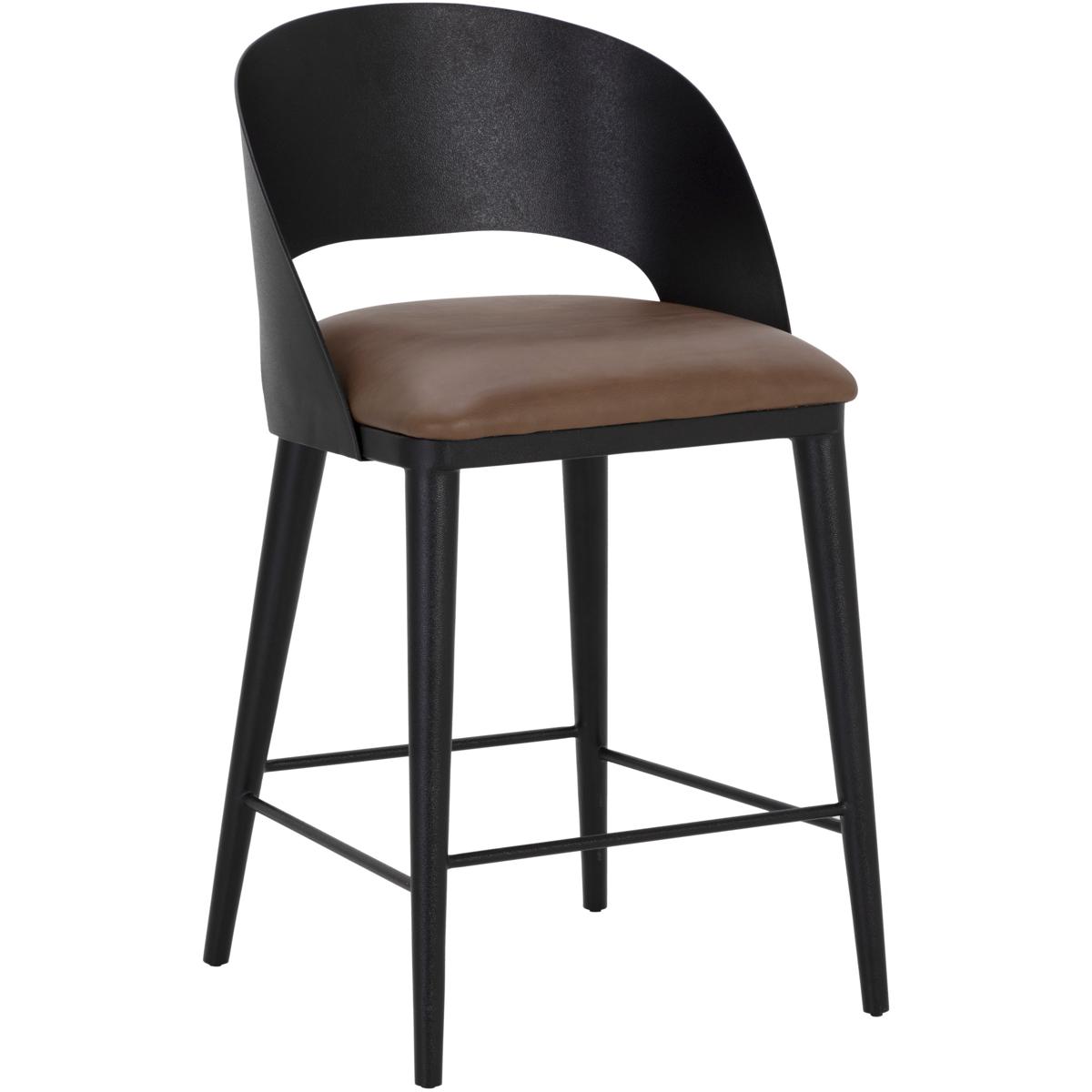 SUNPAN 111043 Dezirae 37 inch Black / Cognac Leather Counter Stool